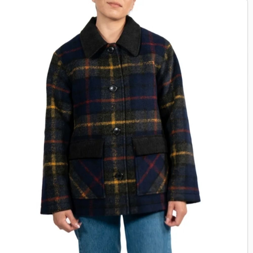 New PENDLETON Women's Wool Blend Barn Coat Size XS Blue Plaid NWT